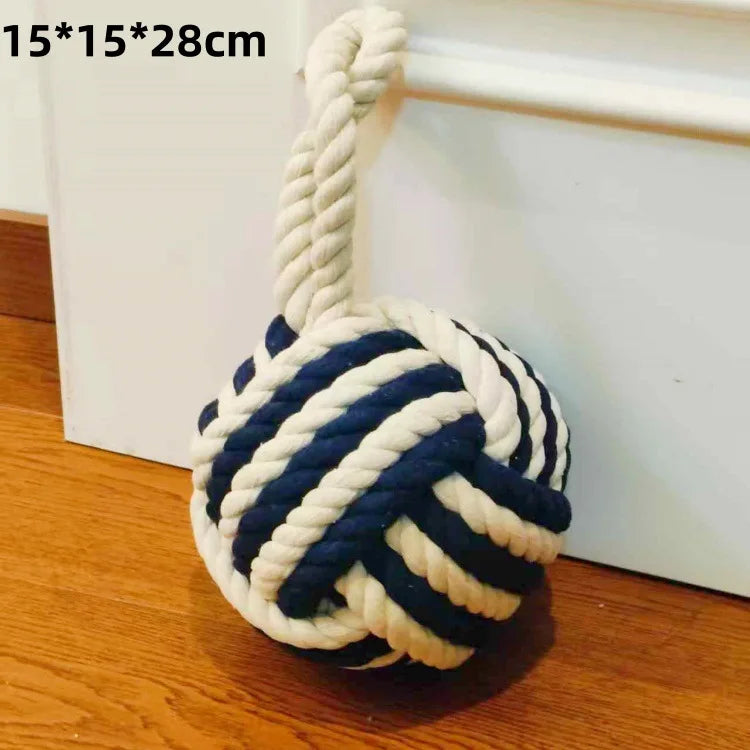 Türstopper im Mediterranen Stil – Dekorativer Seilball Türhalter | Kreatives Rustikales Design für Zuhause, Restaurants & Bars Kaufschwan® Weiß/Blau 2