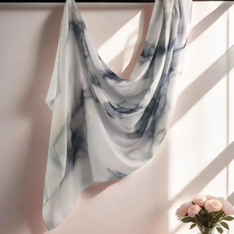 Wasserfarben Blumen Modal Hijab – Leichter Atmungsaktiver Baumwolle Viskose Schal | Damen Muslimisches Kopftuch & Eleganter Schal Kaufschwan® Grau-Mix