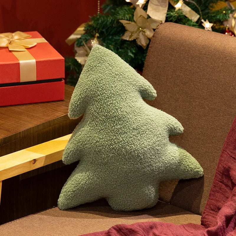 Weihnachtsbaum Kuschelkissen | Weiches Plüsch-Dekokissen | Sofa & Wohn-Dekoration | Weihnachtsfeier Kaufschwan® 35cm