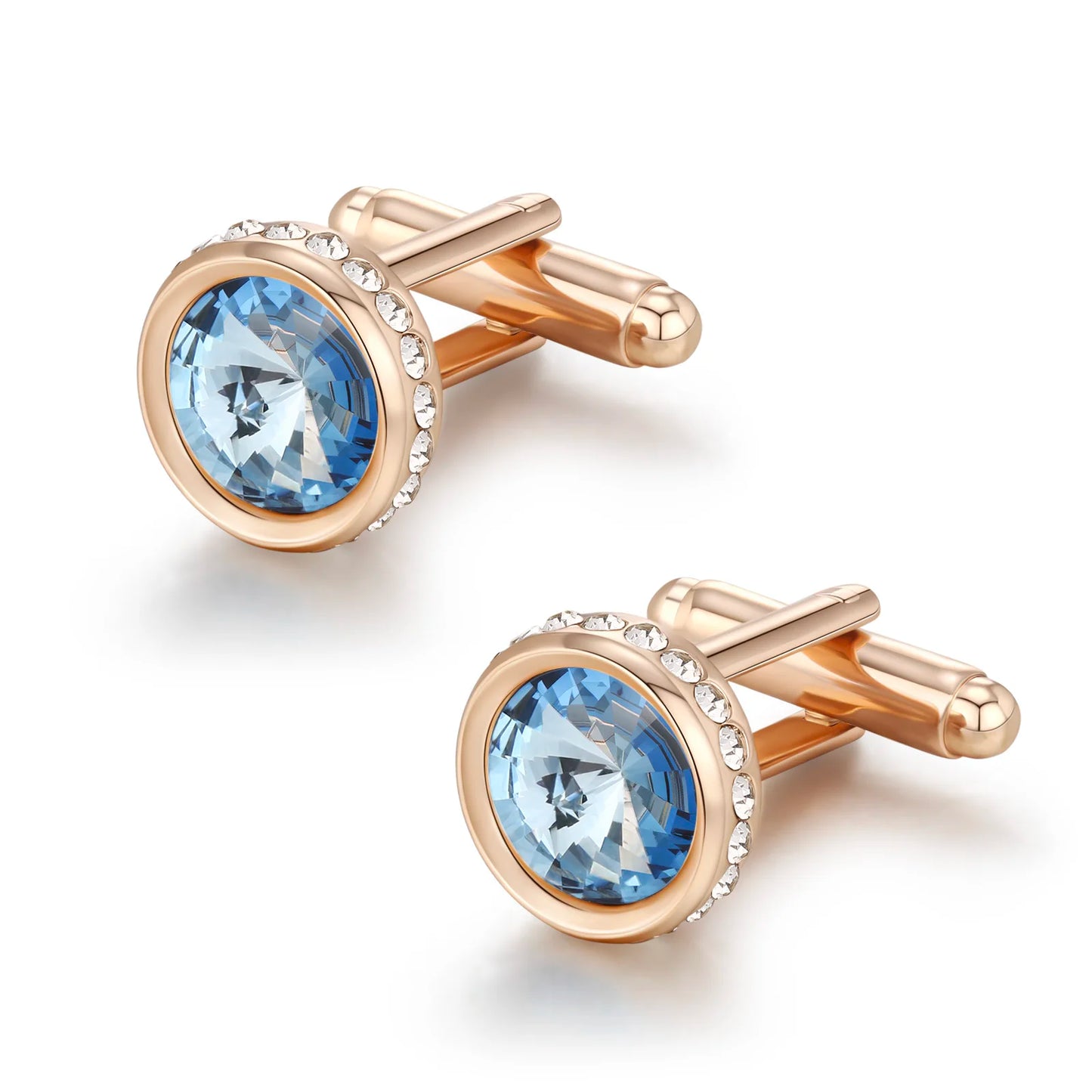 Herren Manschettenknöpfe mit Kristall – Elegante Manschetten für Hochzeit, Business & Anlassmode | Edles Geschenk für Bräutigam oder Vater Kaufschwan® Blau