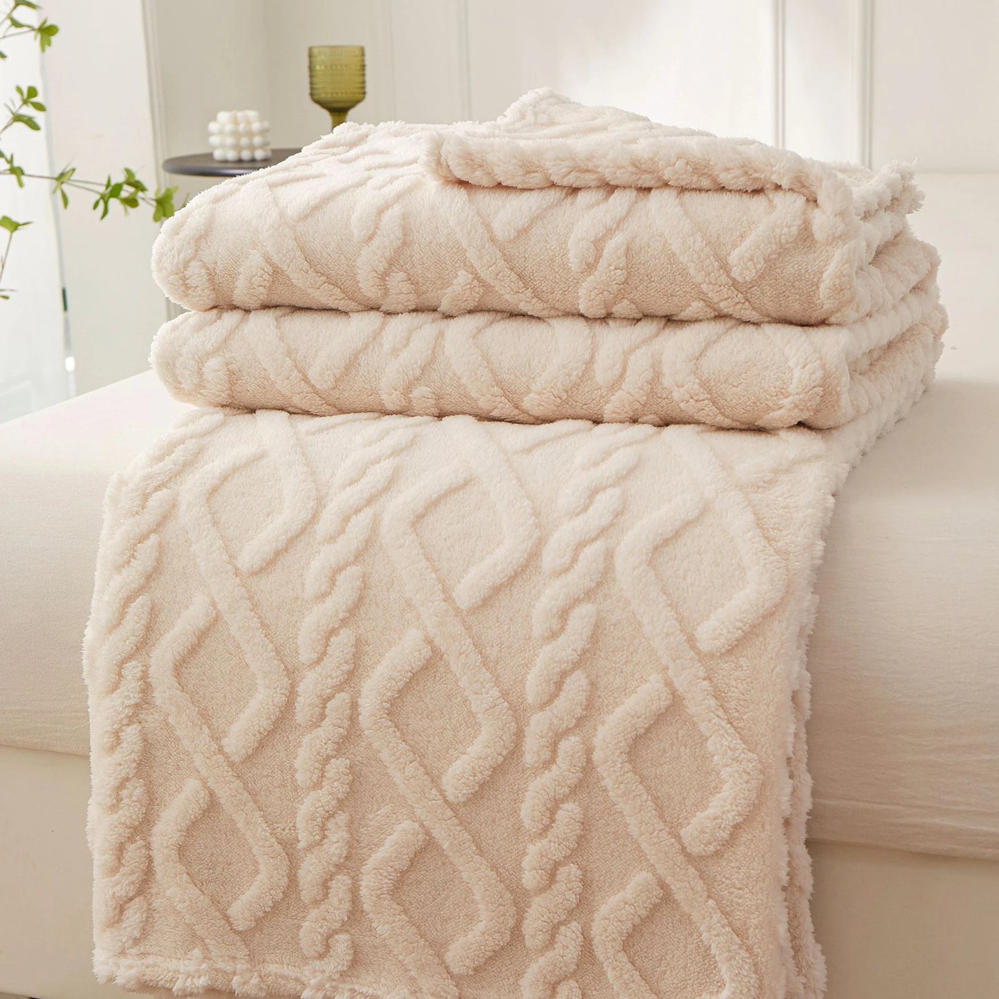 Sherpa Decke – Weicher, dicker und warmer Fleece Überwurf für Zuhause, Sofa, Neugeborene, Kinderbettwäsche & Reise Kaufschwan® Beige 150x200cm