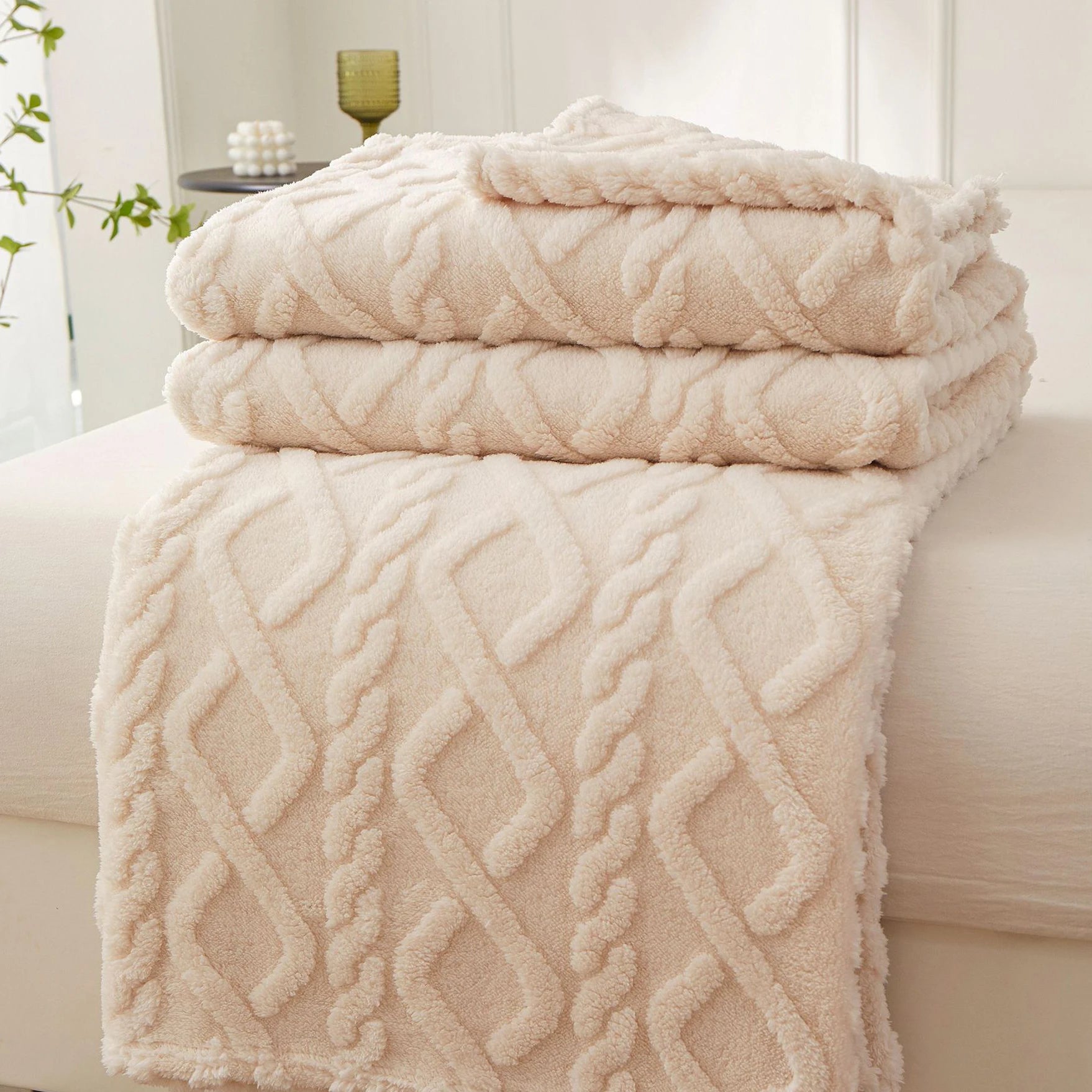 Sherpa Decke – Weicher, dicker und warmer Fleece Überwurf für Zuhause, Sofa, Neugeborene, Kinderbettwäsche & Reise Kaufschwan® Beige 150x200cm