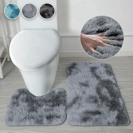 2-teiliges Badezimmermatten-Set – Rutschfeste, Wasserabsorbierende Badteppiche für Zuhause Kaufschwan® Grau 40x50cm & 50x80cm