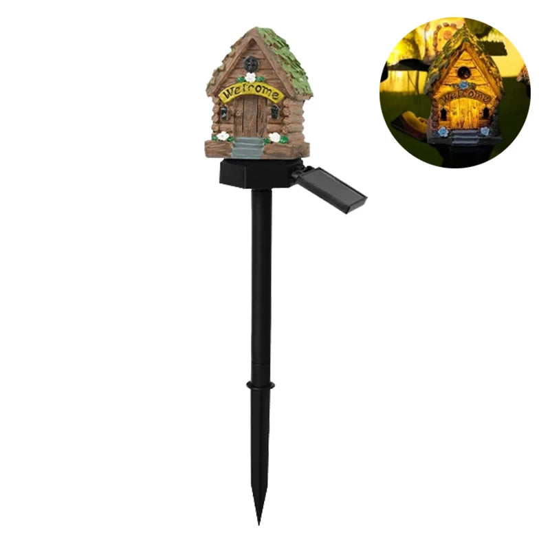 Solarbetriebene LED-Feehaus-Gartenleuchte – Miniatur-Resin-Hütte, Wasserdichte Außenbeleuchtung für Rasen & Weihnachtsdekoration Kaufschwan® Gewächshaus