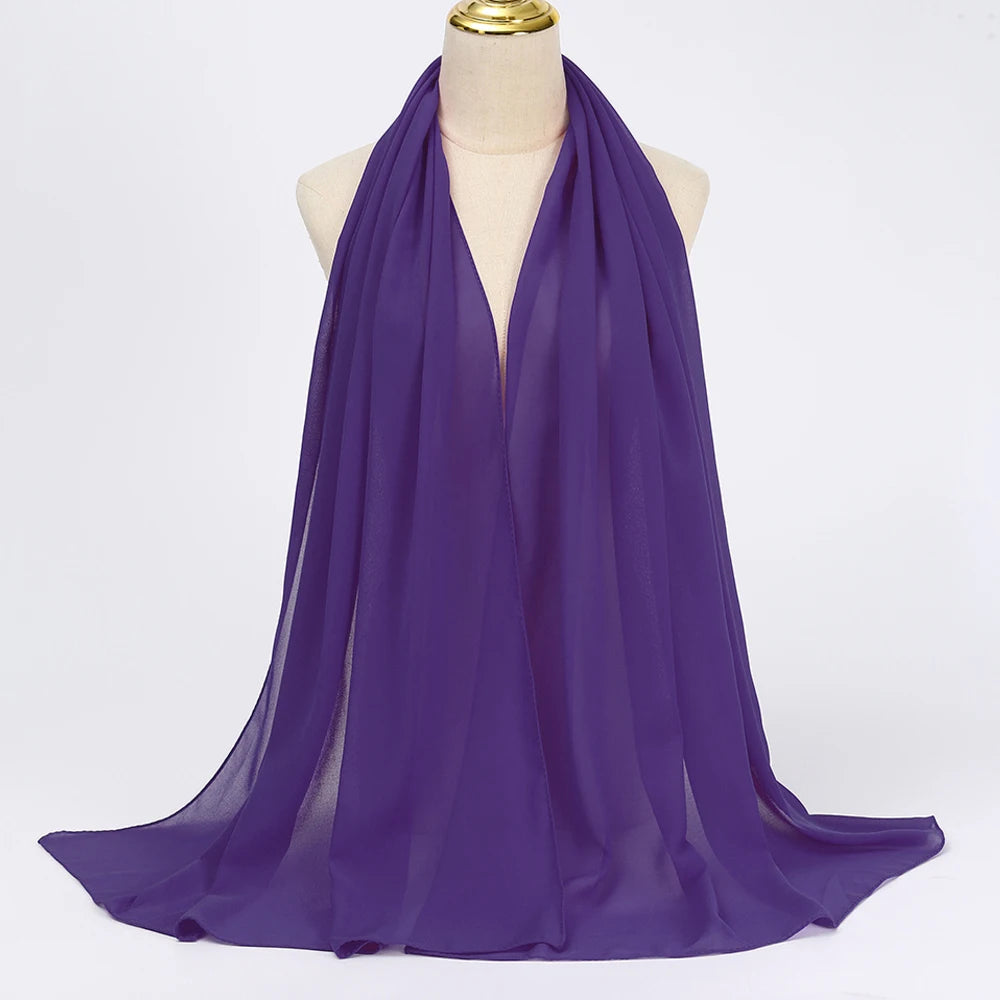 Muslimischer Chiffon Hijab Schal – Damen Langer Einfarbiger Kopf Schal | Eleganter Jersey Schleier & Modisches Umschlagtuch