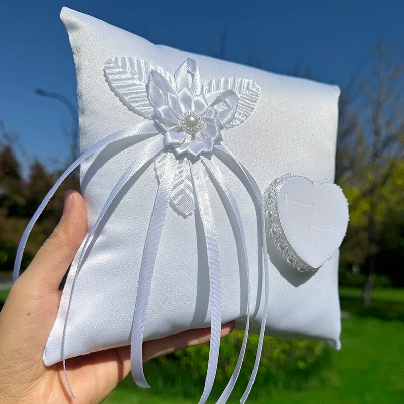 Doppel Herz Ringkissen Hochzeit – Schleifen Ringhalter für Braut Kaufschwan®