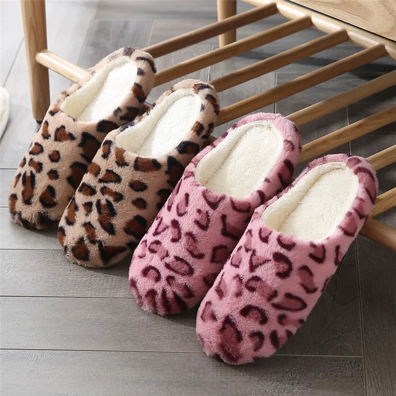 Leopardenmuster Winter-Hausschuhe | Indoor-Schuhe für Damen & Herren | Warme Fell-Slides | Rutschfeste Paare-Hausschuhe Kaufschwan®