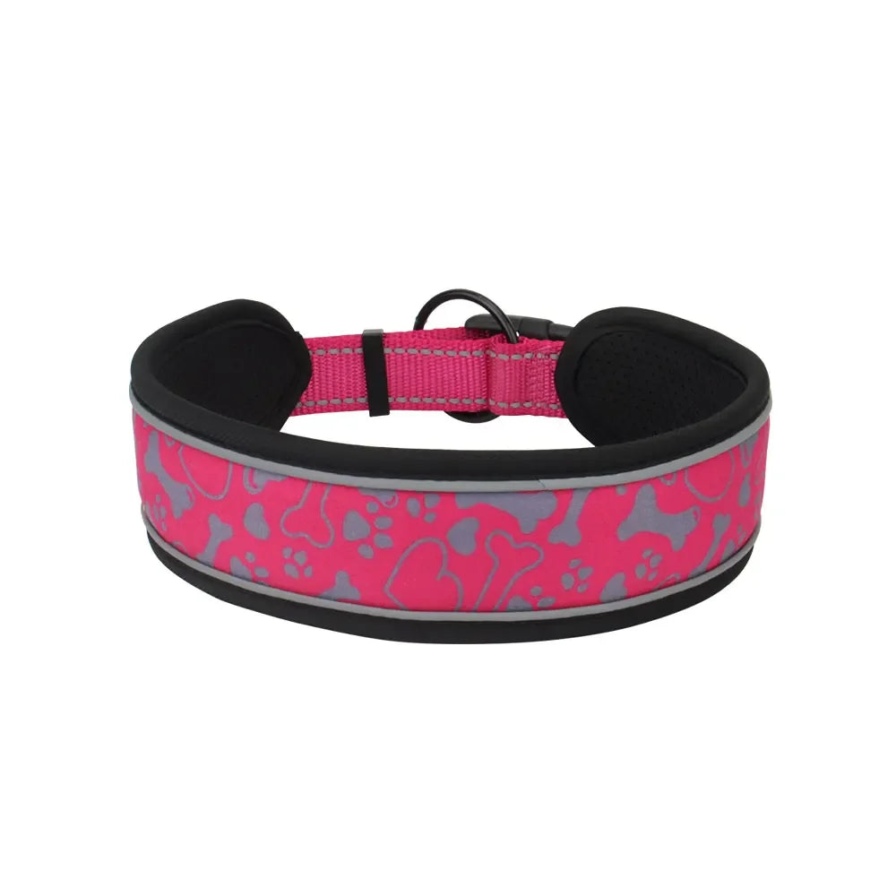 Breites Reflektierendes Weiches Hundehalsband Verstellbar Dick Strapazierfähig für Mittel Große Hunde Kaufschwan® Pink S