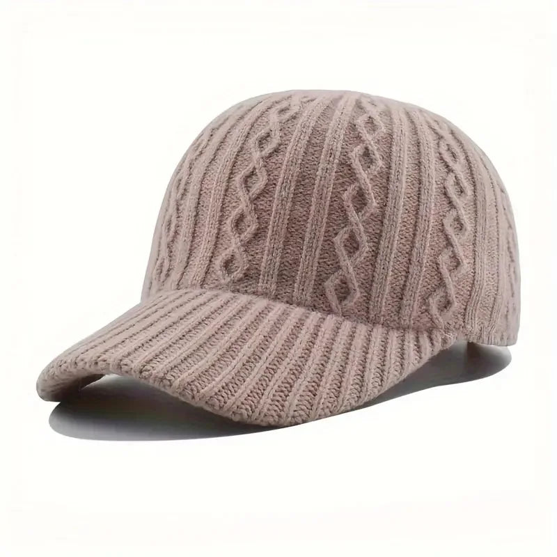 Trendige Gestrickte Baseballkappe | Herren & Damen Herbst/Winter Fashion Peaked Hat | Vielseitig & Warm Kaufschwan® Rosa Einstellbar