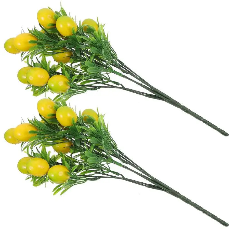 2 Stück Künstliche Zitronenzweige – Plastik Zitronen-Fruchtzweige für Vase, Hochzeit & DIY Dekoration Kaufschwan®