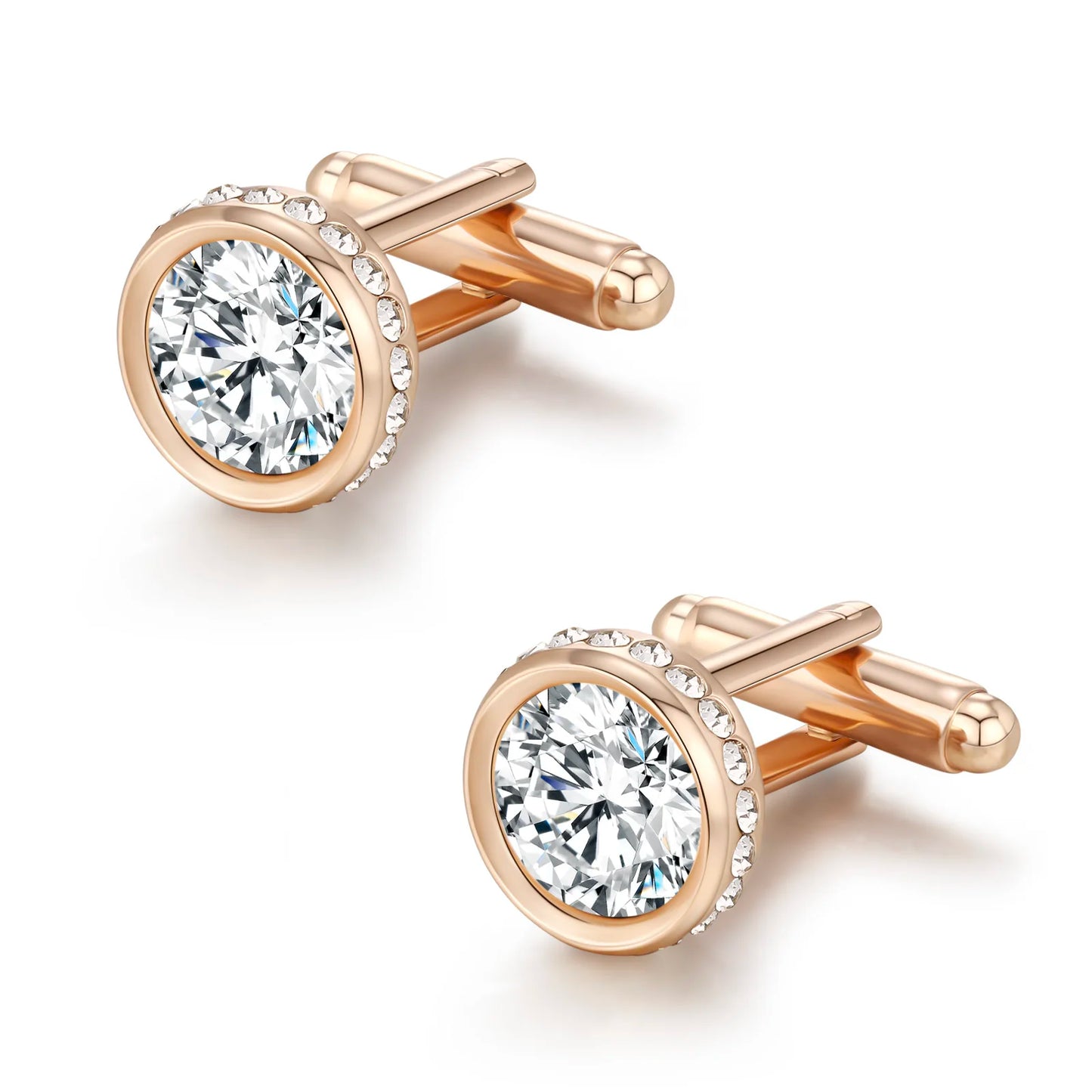 Herren Manschettenknöpfe mit Kristall – Elegante Manschetten für Hochzeit, Business & Anlassmode | Edles Geschenk für Bräutigam oder Vater Kaufschwan® Weiß