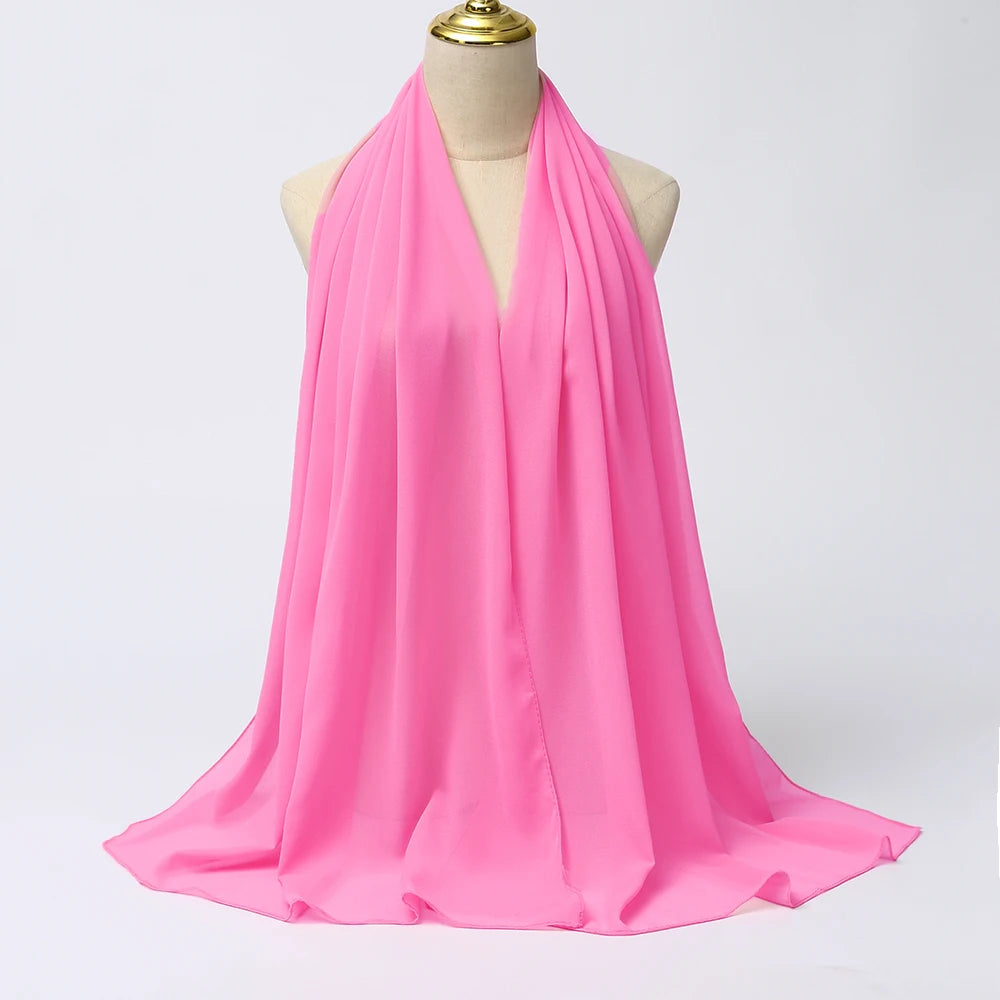 Muslimischer Chiffon Hijab Schal – Damen Langer Einfarbiger Kopf Schal | Eleganter Jersey Schleier & Modisches Umschlagtuch