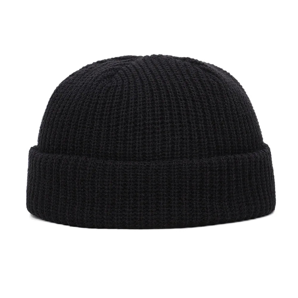 Winter Strickmütze – Kurze Hip Hop Cap | Unisex Elastische Wollmütze für Damen & Herren Kaufschwan® Schwarz Einheitsgröße