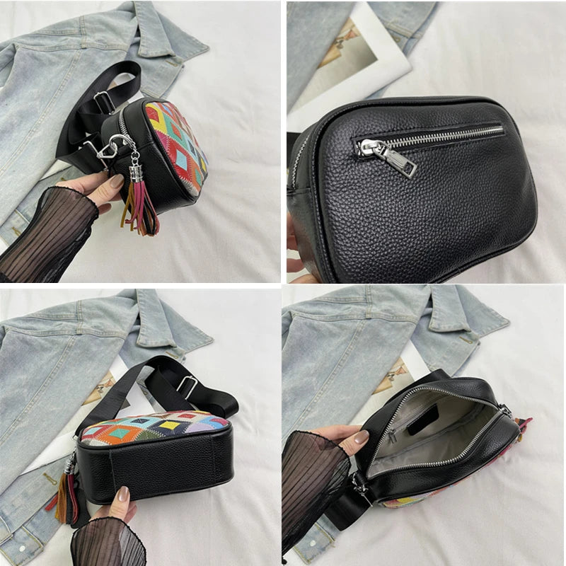 Kleine Bunte Ledertasche – Luxus Damen Handtasche, Crossbody & Schultertasche in Hochwertiger Verarbeitung Kaufschwan®