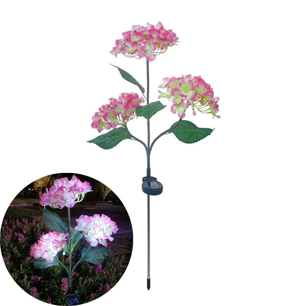 Solar Hydrangea Gartenlichter – LED Blumenleuchten mit Erdspieß für Außenbereiche & Frühlingsdeko Kaufschwan® Rosa