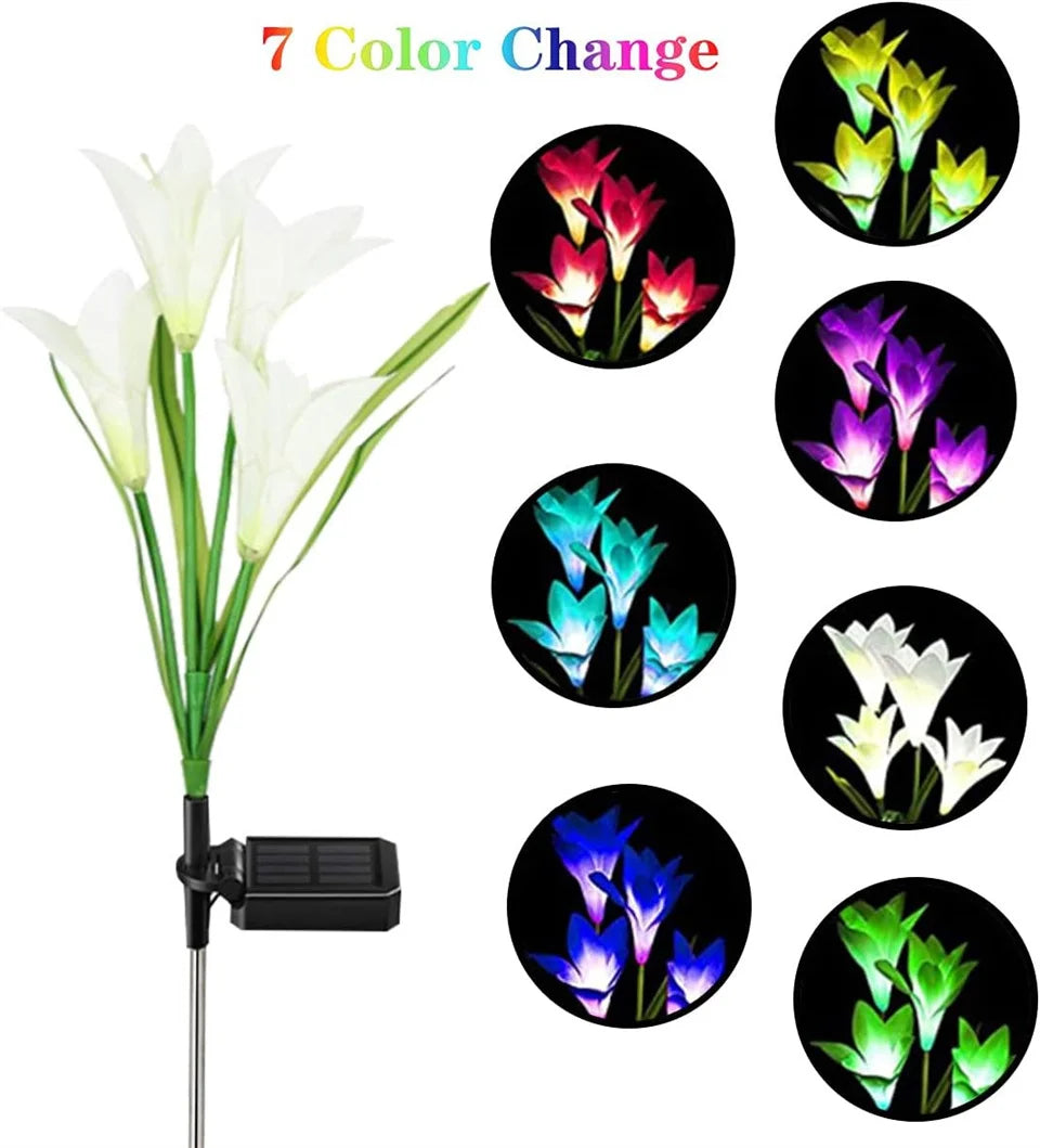 Solar Lilienblumenlampe – 7 Farbwechsel Wasserdichte Solar-Wege- & Landschaftslichter für Garten, Hof & Innenhof Kaufschwan®