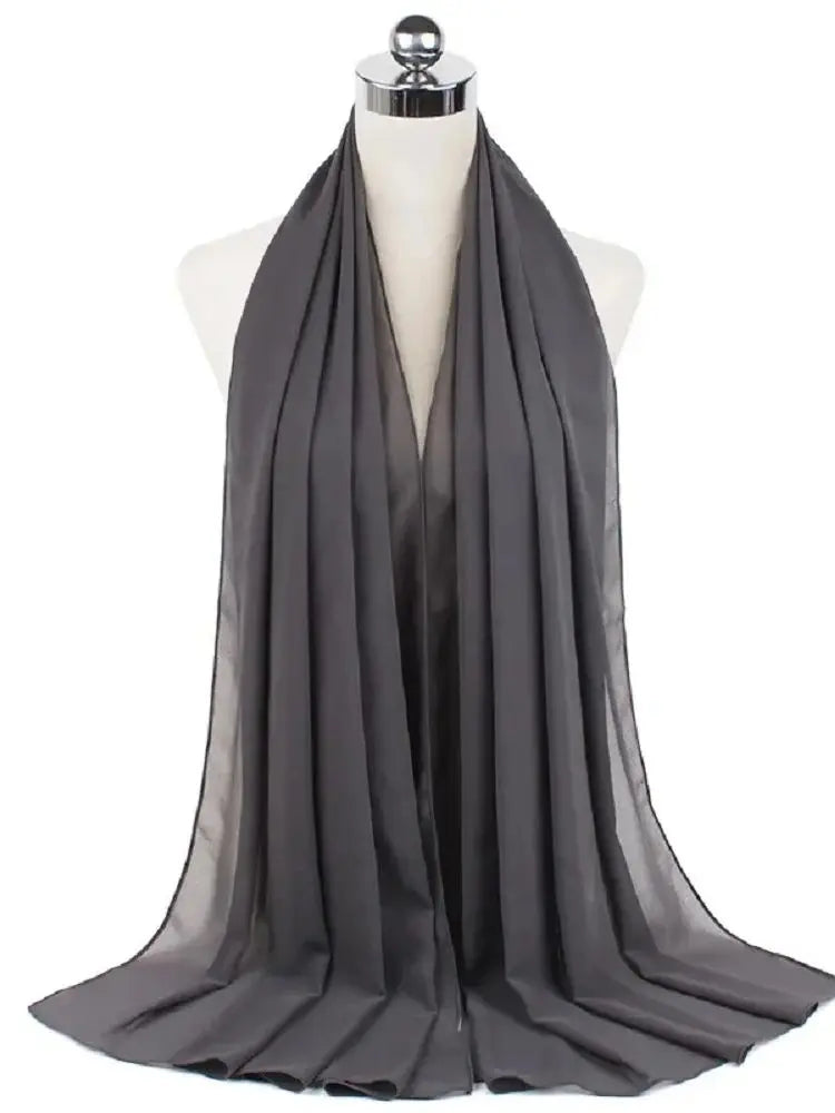 Damen Hijab aus Chiffon – Sofort Tragbares Kopftuch | Einfarbiger Instant Hijab Schal, Arabischer Wrap & Islamischer Schal Kaufschwan® Dunkelgrau