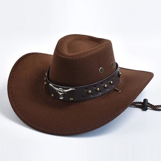 Künstlicher Wildleder Western Cowboy Hut – Vintage Großkrempe Gentleman & Cowgirl Jazz Hut, Feiertage, Party & Cosplay Kaufschwan®
