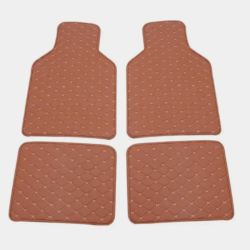 4-teiliges universelles PU-Leder Autoschalenmatten-Set – Vorder- & Rückfußmatten für Auto, LKW & SUV Kaufschwan® Braun