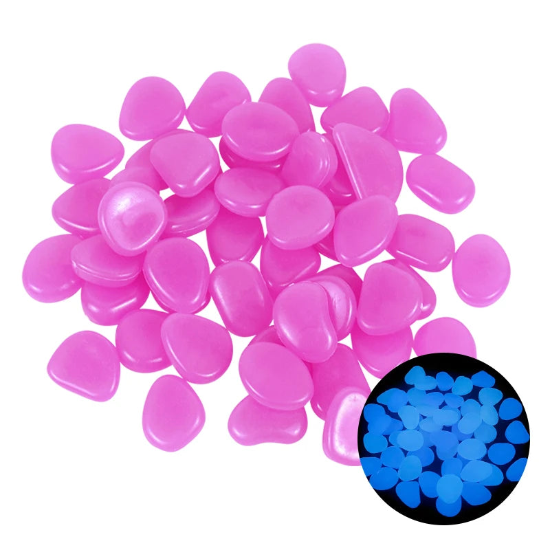 25/50 Stück Leuchtende Gartensteine – Glow-in-the-Dark Kiesel für Wege, Gartenpfade, Terrasse & Rasen Dekoration Kaufschwan® Rosenrot 25 Stück