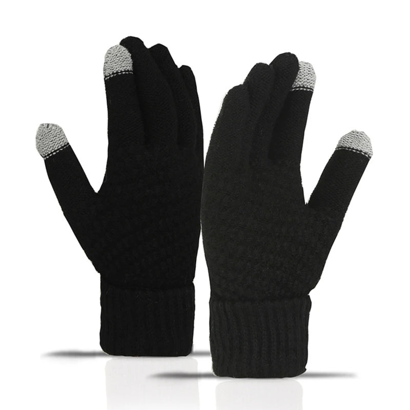 Winter Touchscreen Strickhandschuhe – Warme Unisex Vollfinger Handschuhe | Verdickte Strickhandschuhe aus Kunstwolle für Damen & Herren Kaufschwan®