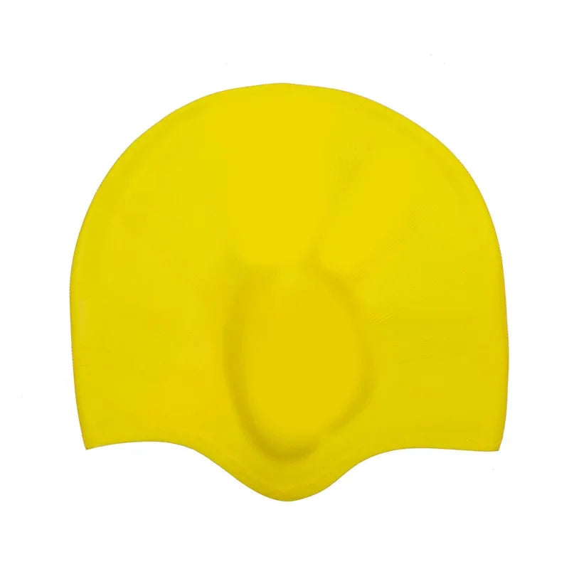 Wasserdichte Schwimmkappe aus Silikon – Hohe Elastizität | Unisex Schwimmhaube mit Ohrenschutz für Langes Haar