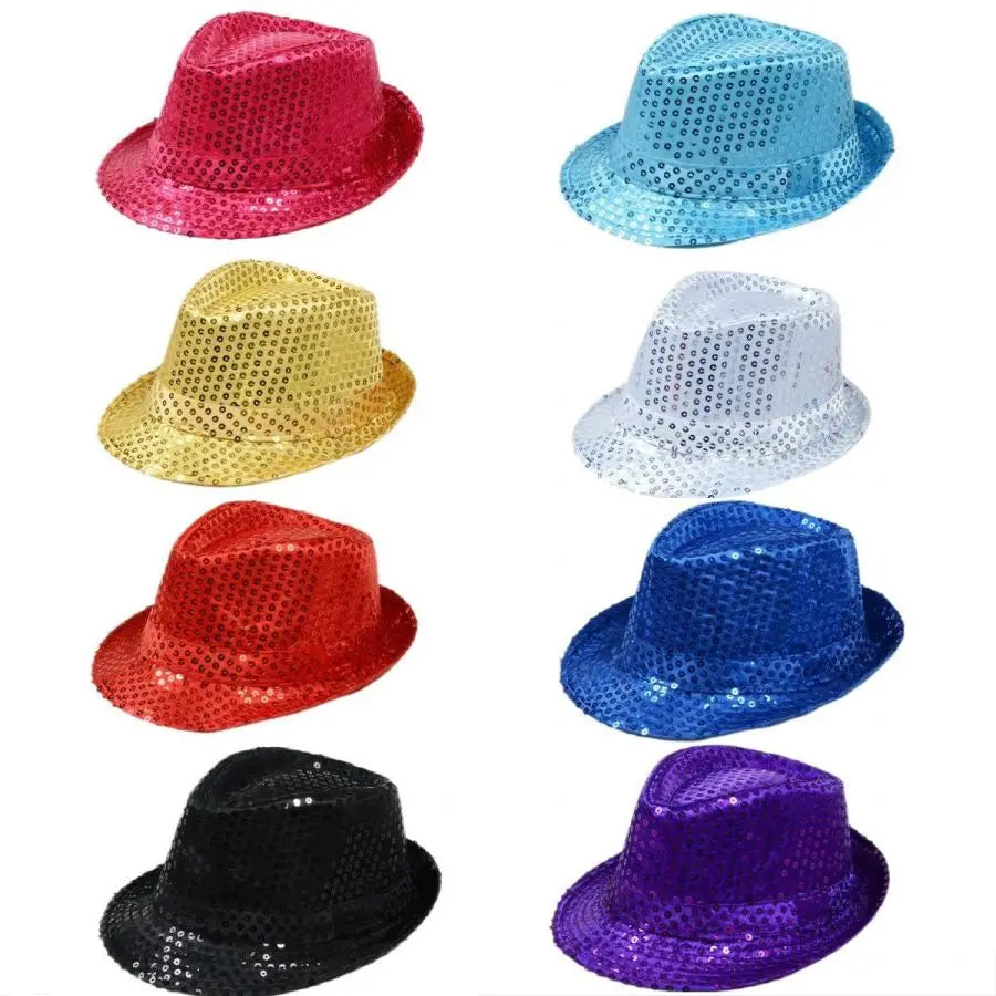 Britischer Top Jazz Hut – Herren & Damen Bühnenhut mit Pailletten, Glänzende Weihnachtsfedora, Party, Eltern-Kind, Halloween Kaufschwan®