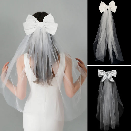 Braut Doppel Schicht Schleier mit Schleife – Elegantes Hochzeits Haaraccessoire Kaufschwan®