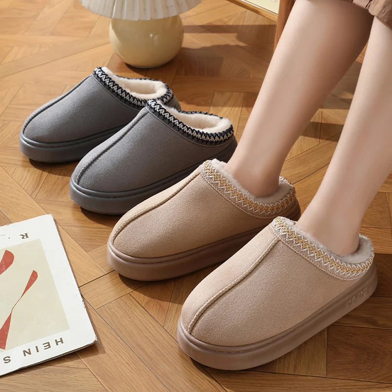 Modische Flauschige Plattform-Pantoffeln für Damen | Winter Plüsch & Warme Baumwollschuhe | Bequeme Rutschfeste Unisex Hausschuhe Kaufschwan®