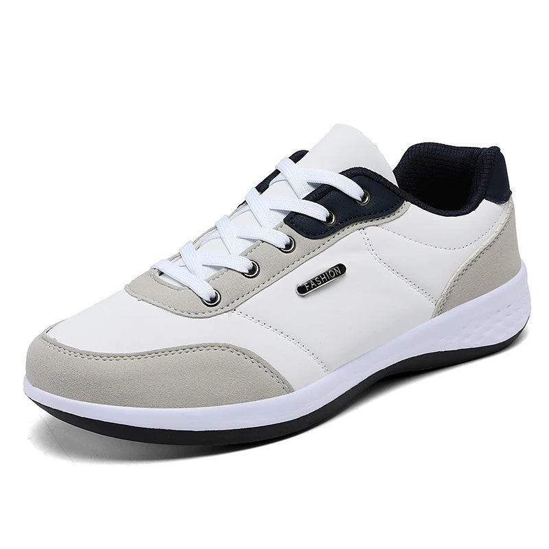 Herren Ledersneaker – Trendige Sportschuhe | Atmungsaktive & Rutschfeste Freizeitschuhe für Reisen & Alltag Kaufschwan® Weiß 39