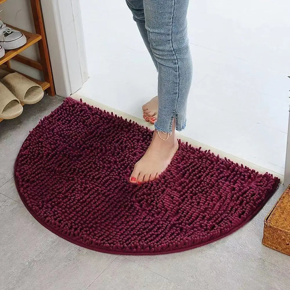 Halbrunde Chenille Badematte – Rutschfeste, Saugfähige Badematte für Dusche & Boden Kaufschwan® Dunkelviolett 50x80cm