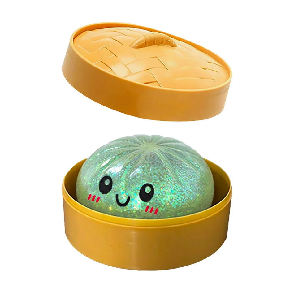 Bunte Glitzer-Dumpling-Squishies in 6 Designs mit Box – Weiches Sensorik-, Knautsch- & Fidget-Spielzeug zum Stressabbau und Sammeln Kaufschwan®
