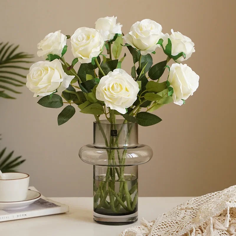 8CM Künstliche Rosen – Plastik Juana Blumenstrauß für Valentinstag, Hochzeit, Wohnzimmer & Esstisch Dekoration Kaufschwan®