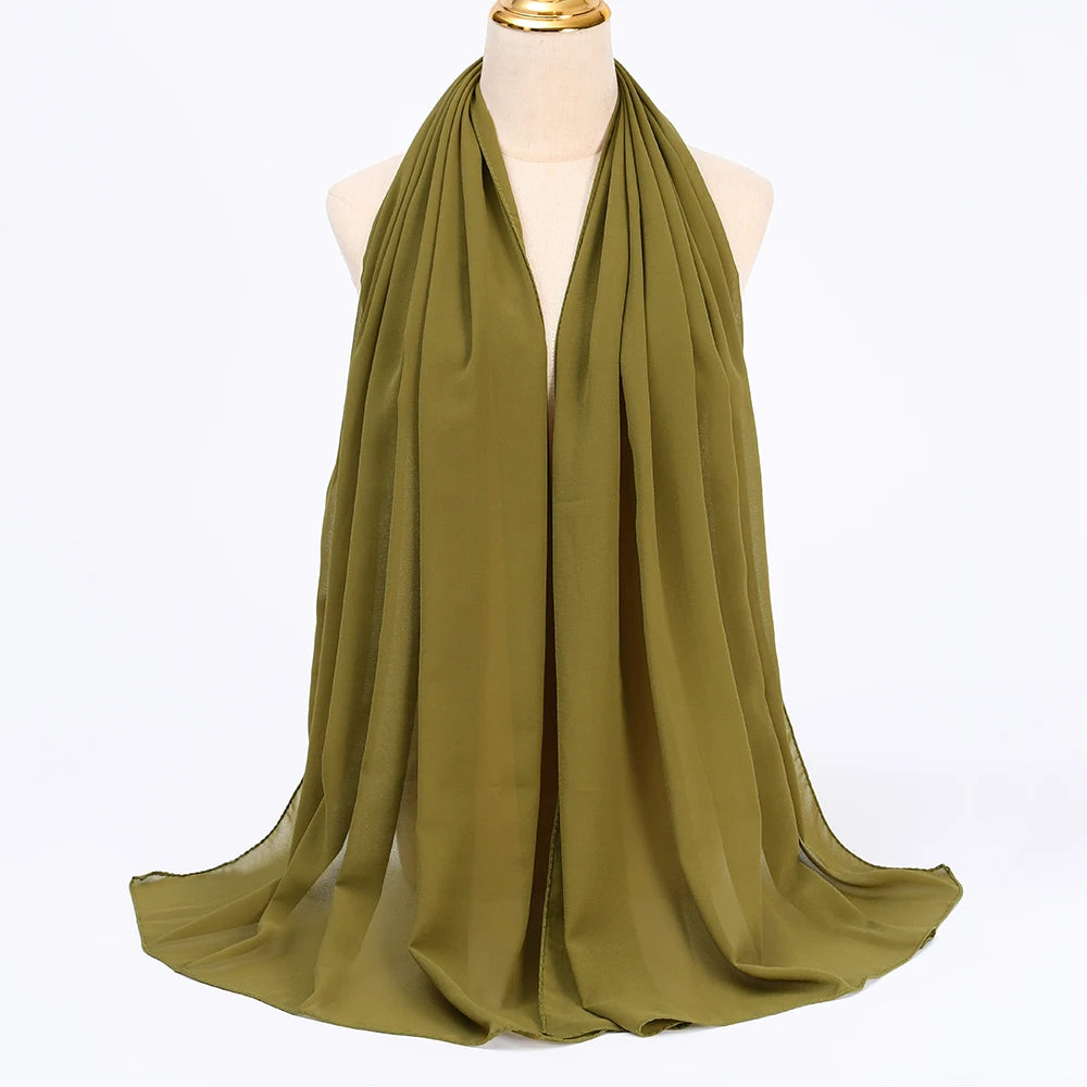 Muslimischer Chiffon Hijab Schal – Damen Langer Einfarbiger Kopf Schal | Eleganter Jersey Schleier & Modisches Umschlagtuch