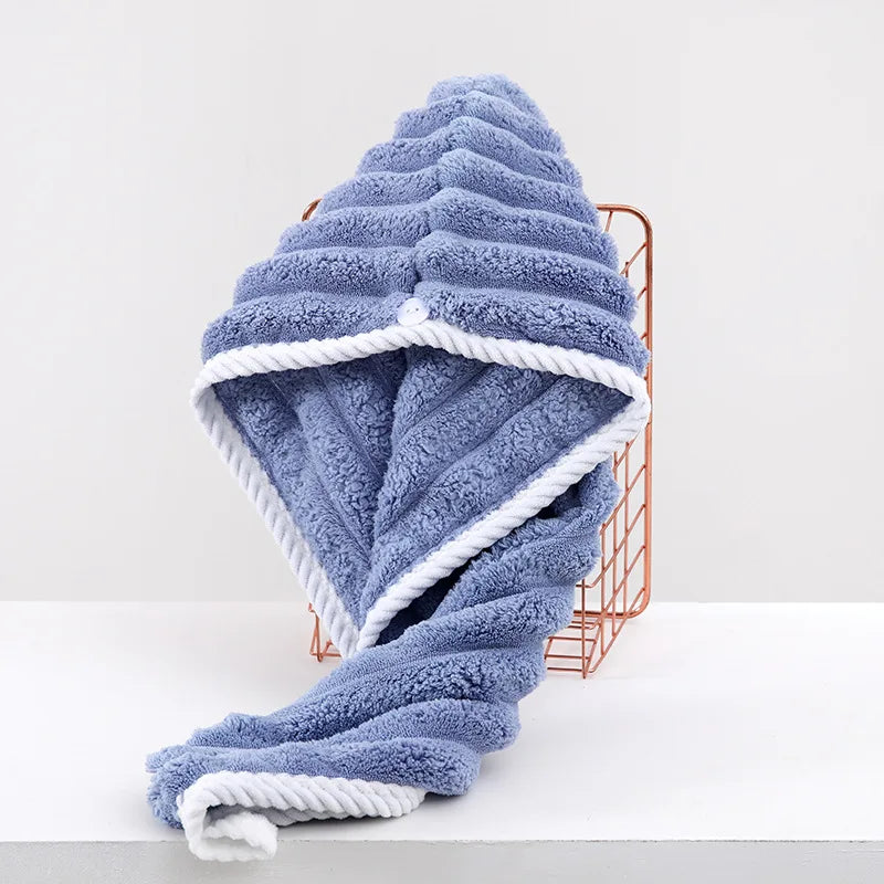 Haartuch für Damen – Verdicktes, super saugfähiges schnelltrocknendes Haarhandtuch Kaufschwan® Blau
