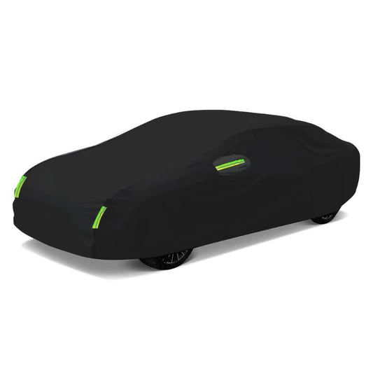 Universelle Schwarze Ganzgarage – Vollständige Autoabdeckung mit Sonnen- und Staubschutz sowie Reflexstreifen für Schrägheck, Limousine und SUV Kaufschwan®