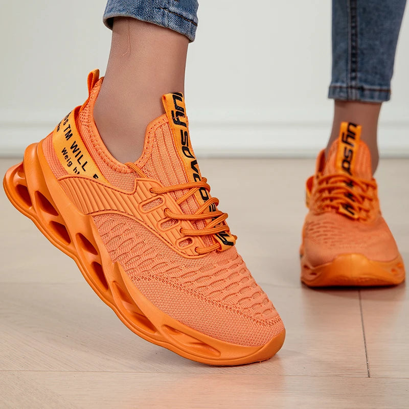 Damen Sportschuhe – Modische Plateau-Sneaker | Frühling & Winter Laufschuhe für Frauen | Auch in Übergrößen bis 43 Kaufschwan® Orange 42