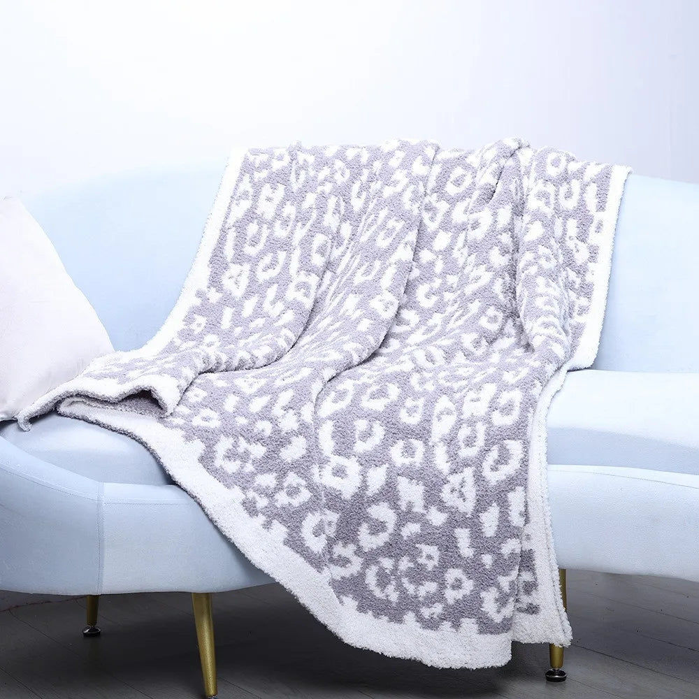 Superweiche Leopardendruck Gestrickte Fleece-Decke – Warme, leichte Sofa-Nickerchen-Decke Kaufschwan®