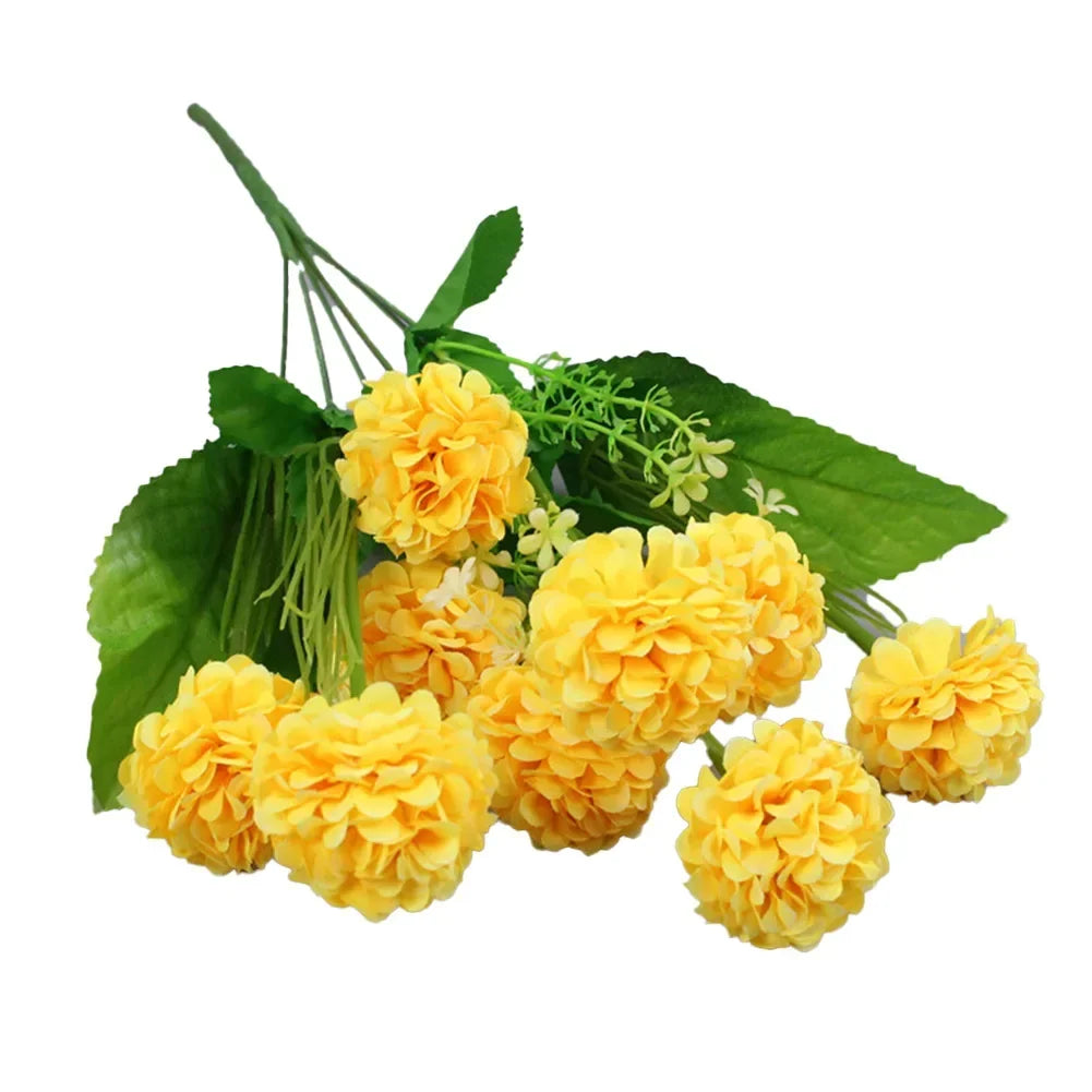 Mehrfarbige Künstliche Seidenhortensien – Kleiner Blumenstrauß für Hochzeit, Weihnachten, Party & DIY Wohnungsdekoration Kaufschwan® Gelb