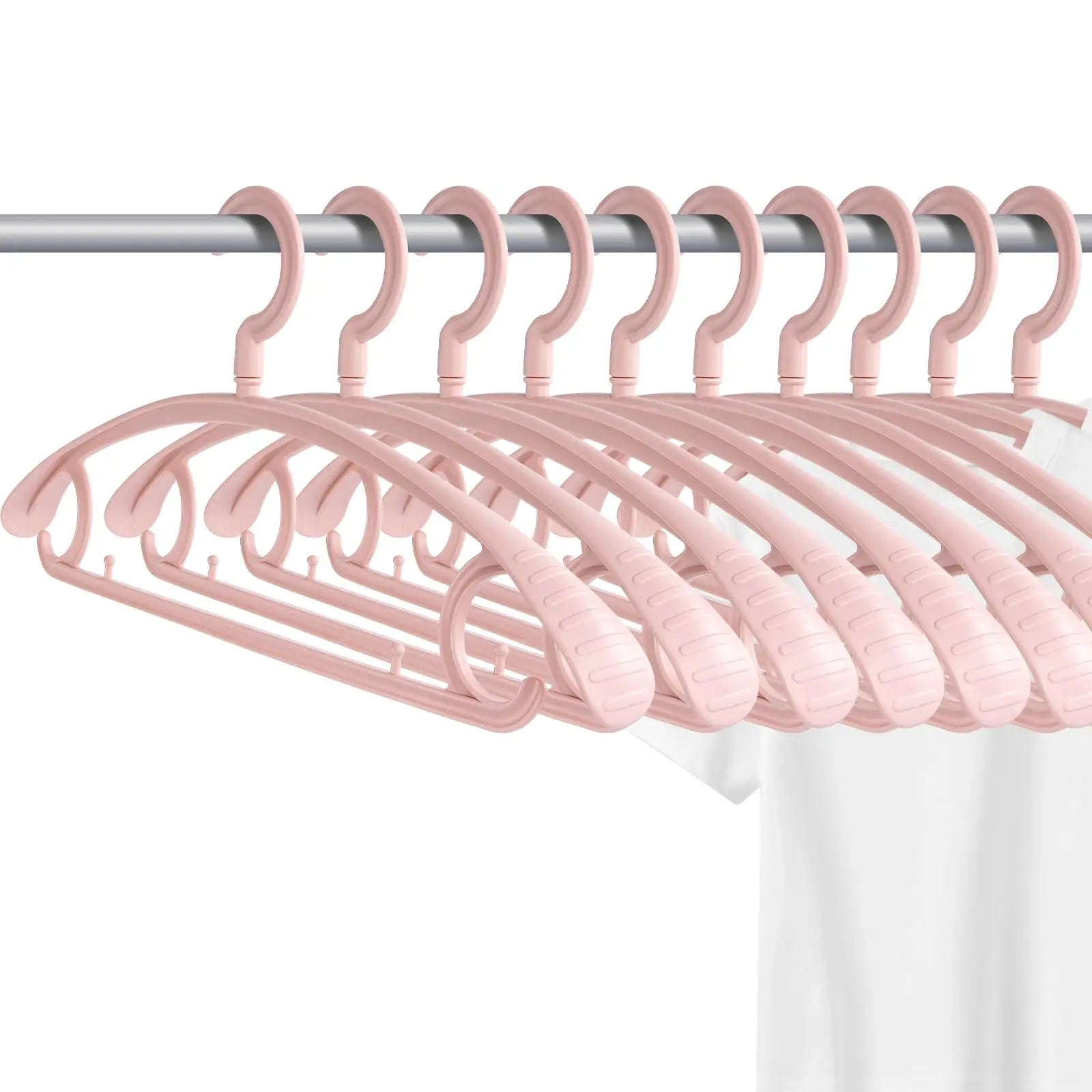 Breiter Verdickter Kleiderbügel für Erwachsene – Rutschfester Kunststoff Kleiderhalter Kaufschwan® 5 Stück Rosa