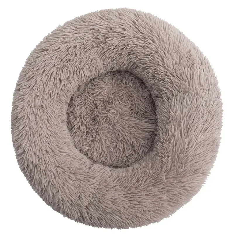 Rundes Plüsch Haustierbett – Weiches Warmes Hund- und Katzenbett Kaufschwan® Graubraun 40cm