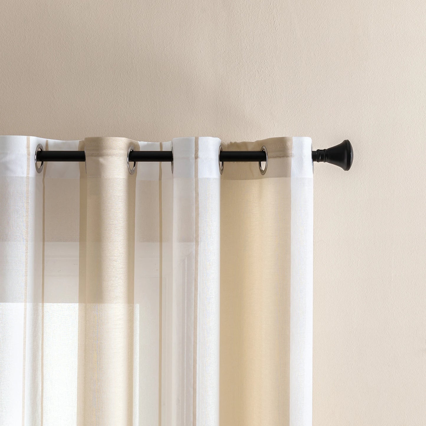 Moderner Gestreifter Halb Transparenter Voile Vorhang mit Ösen für Wohnzimmer Schlafzimmer Büro 2 Stück/Set Kaufschwan®