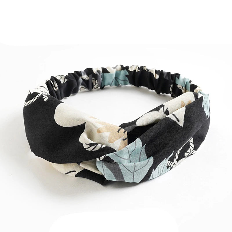 Haarreif mit Print – Vintage Sommer Turban-Haarband für Damen & Mädchen Kaufschwan® Schwarz 3