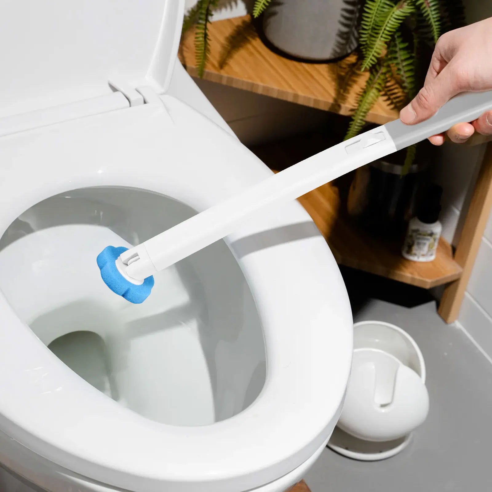 Einweg-Toilettenbürsten-Set mit Ersatzköpfen & langem Griff – WC-Reinigungsset mit automatischem Deckel Kaufschwan®