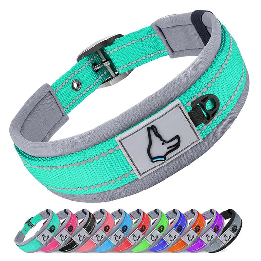 Reflektierendes Gepolstertes Hundehalsband Verstellbar Breit Nylon Neopren für Kleine Mittel Große Hunde Kaufschwan®