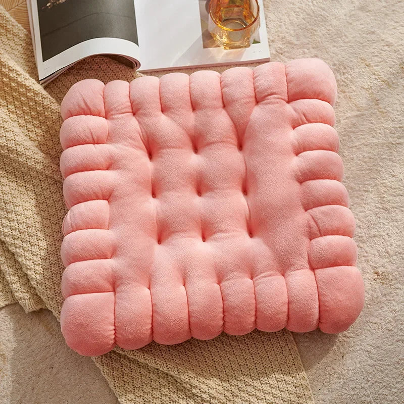 Keksförmiges Kissen | Plüschiges Flauschiges Stuhlkissen | Maschinenwaschbar | Studentenkissen | Wohnzimmerdekoration Kaufschwan® Quadratisch Rosa 40x40cm