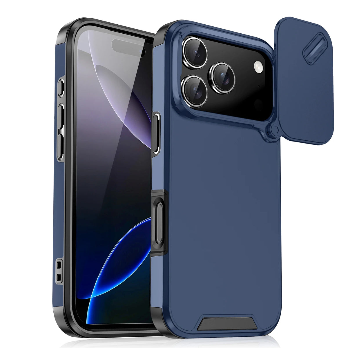 Matte Schlanke Schutzhülle für iPhone 18 Pro & iPhone 18 Pro Max – Fingerabdruckhemmend mit Verschiebbarem Staubschutz für die Kamera Kaufschwan® Blau iPhone 18 Pro