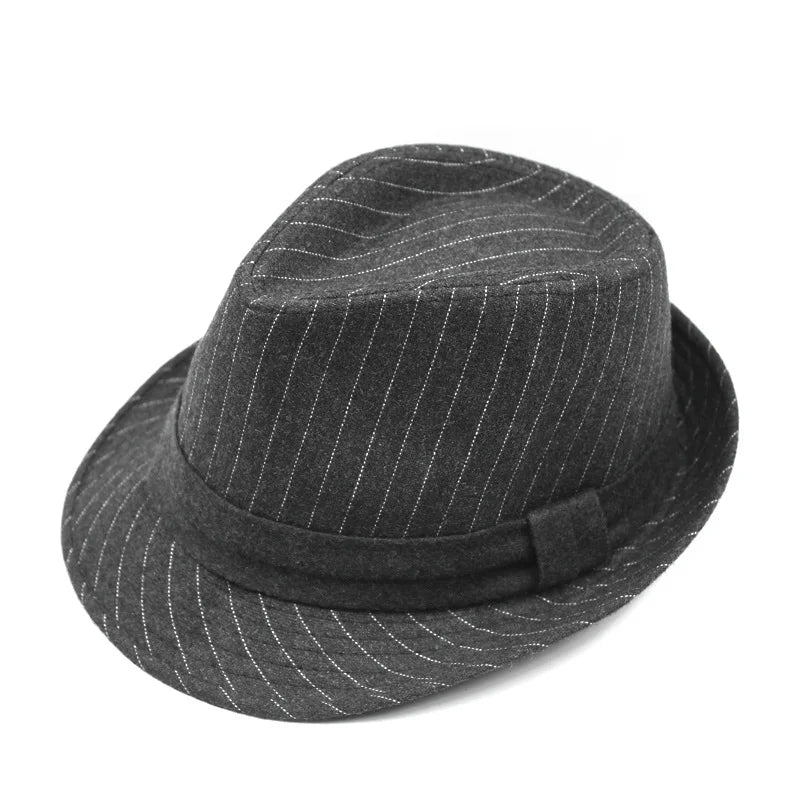 Herbst & Winter Herren British Wollhut – Retro gestreifter Jazzhut, Vielseitiger Hut für Männer mittleren und höheren Alters Kaufschwan® Dunkelgrau