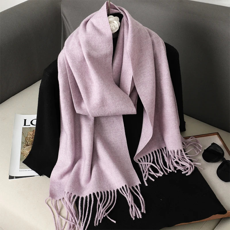 Bunte Winter Schals für Damen | Langer Kaschmir-Optik Wärmeschal | Einfarbig Hijab, Umschlagtuch & Pashmina Kopftuch