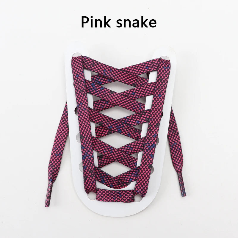 Tiermuster Schnürsenkel – Flache Modische Laces für Sneaker | Tiger-, Schlangen- & Leoparden-Print 120/140/160cm Kaufschwan® Rosa Schlange 140cm